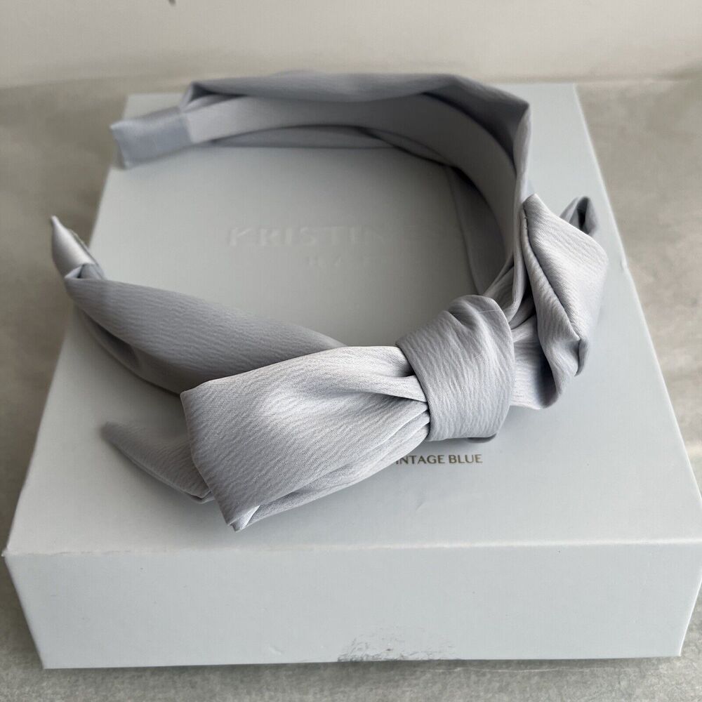 Kristin Ess Satin Headband Vintage Blue With Box Hair Band Wedding Something